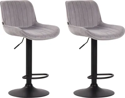 Produktbild von 2er Set Barhocker Lentini Samt schwarz grau