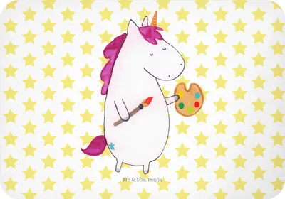 Produktbild von Mr. & Mrs. Panda magnet Einhorn Künstler - Weiß - Geschenk, mdf, Kühlschrankmagnet, Notizhalter, Einhörner, Unicorn, Zeichnen, Welt, haftmagnet, Farbe, Pinnwandmagnet