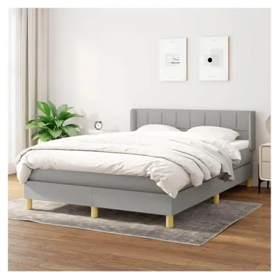 Produktbild von Lattenrost mit Matratze, hellgrau, 140 x 190 cm, Stoff, Plattformbett, mit Lattenhalter, einfache Montage für Schlafzimmer, Erwachsene