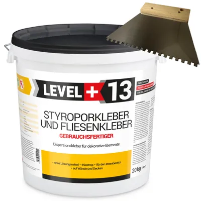 Produktbild von Styroporkleber 20kg Dispersionkleber Polymerbasis +Zahnahnspachtel 4mm SET L+13