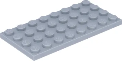 A single light gray LEGO plate with 4x8 studs is shown from a diagonal angle against a white background.