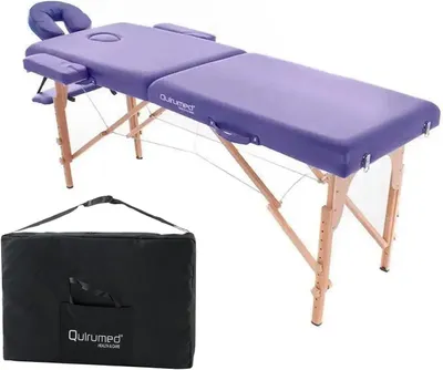 Productafbeelding van Eenvoudige, inklapbare houten massagebank, paars, 194 x 70 cm