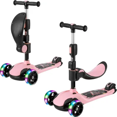 Produktbild von BremToy Kinderroller, Kinder Scooter mit Stufenlos Einstellbar, Tretroller mit LED-Rädern, Faltbarer Kinderroller für Kinder von 2-12 Jahren, Hellrosa