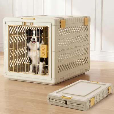 Produktbild von Faltbare Hundetransportbox 92x58x66cm Braun Kunststoff/Metall