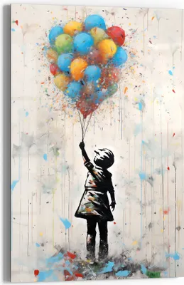 Produktbild von DEQOART Glasbild Echtglas 40x60 cm 'Ballonträumerei' Wandbild Bild modern Deko