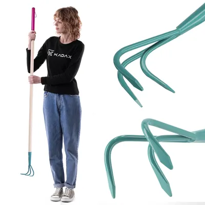 Produktbild von KADAX Grubber, Kultivator für Damen, Gartenzubehör aus Stahl, Gartenhacke mit langem Stiel