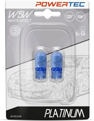 Zdjęcie produktu dla Żarówka samochodowa Powertec W5W T10 Wedge 2 sztuki