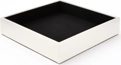 Produktbild von Taschenleerer Leder Weiß cm 16.5 x 16.5 x H.3.5 - Schreibtisch Organizer Ablageschale - Hergestellt in Italien