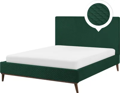 Produktbild von BELIANI Polsterbett Grün 140 x 200 cm Mit Lattenrost Gesteppte Kopfteil Elegante Ausstrahlung Modern