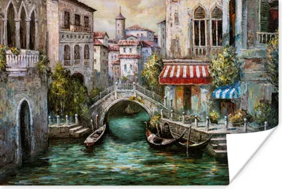 Produktbild von MuchoWow® Poster Gemälde - Öl - Wasser - Graben - Italien 60x40 cm - Schlafzimmerdekoration