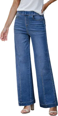 Produktbild von Damenjeans Weite Beinform Hoher Bund Baggy Bequemes Blaues S