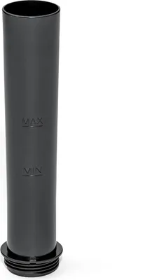 A black cylindrical tube with 'MAX' and 'MIN' markings, standing upright on a white background.