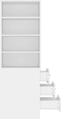 Image de okwish Bibliothèque haute avec tiroirs latéraux et étagères réglables, vitrine de salon avec design modulable gauche/droite – blanc