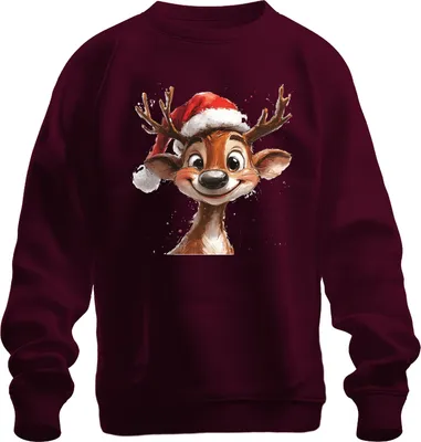 Produktbild von Weihnachten Rentier Santa Geschenk niedliches lustig Kinder Uni Sweatshirt Pullover, Burgundy, XL
