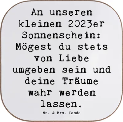 Produktbild von Mr. & Mrs. Panda Tischuntersetzer Spruch 2023 Geburtstagstraum - Weiß - Geschenk, Happy Birthday, Geburtstagsgeschenk, Jahrgang, gläseruntersetzer, Untersetzer Glas