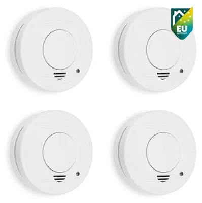 Produktbild von Smartwares 10.100.41 Rauchwarnmelder 4-pack RM250/4, Photoelektrischer Reflexionsmelder, Weiß, Haus, Büro, Kunststoff, 85 dB, Oberflächenmontiert