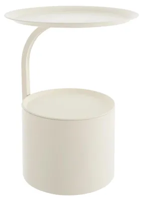 Produktbild von Runder Beistelltisch - Couchtisch/Kaffeetisch - Metallgestell - Modernes Design - Kleiner Ablagetisch - Weiß