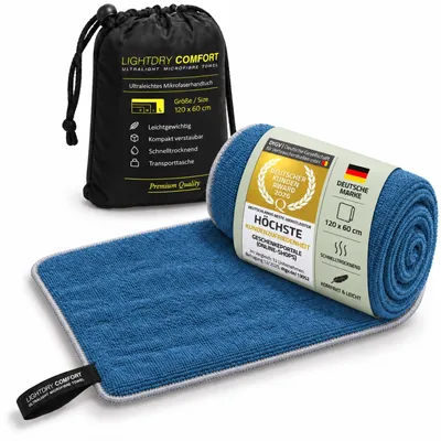 Productafbeelding van LightDry Premium Microvezel Handdoek Petrol 60x120 cm – Sneldrogende en extreem lichte reishanddoek voor sport, fitness en strand