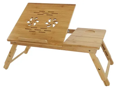 Immagine prodotto di Supporti per laptop in bambù regolabili - Tavolini multifunzionali per letto e scrivania