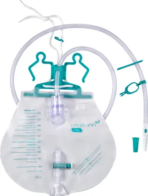 Produktbild von Medi-Inn PRO Urinbeutel closed System, 120 cm, 2000 ml, steril verpackt (25 Stück)