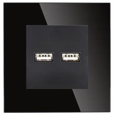 Produktbild von DC Smart Home Doppel USB Steckdose Glas Schwarz 3.1A