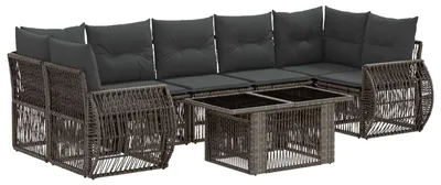 Immagine prodotto di Set di divani da giardino vidaXL, 8 pezzi, grigio e grigio scuro, in rattan sintetico