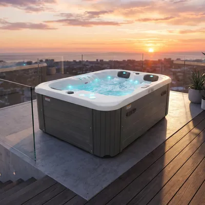 Produktbild von TroniTechnik® TINO PRO, kompakter 195x127 cm Whirlpool mit Farblicht, Heizsystem, Sanitäracryl und Hydromassage-Ausstattung