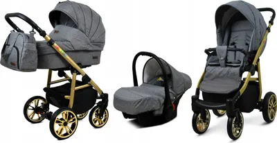 Produktbild von BabyLux® Color Lux | 3in1 Kinderwagen Set | Grey Flex | Kombikinderwagen | Kinderwagenset | Bugg