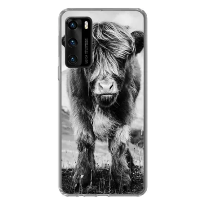 Produktbild von MuchoWow® Handyhülle Schutzhülle Hülle für Huawei P40 Schottischer Highlander - Berg - Schwarz - Weiß Silikon Softcase Handy Hülle - Handytasche