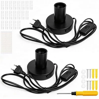 Obrázek produktu pro 2 stolní lampy s paticí E27, včetně vypínače, barva černá