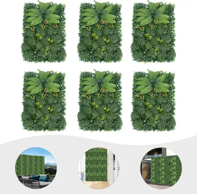 Immagine prodotto di Siepe persiana artificiale - Pannelli per la privacy - Set di 6 - 60×40 cm - Ventilato - Montaggio a parete - Esterno - Verde