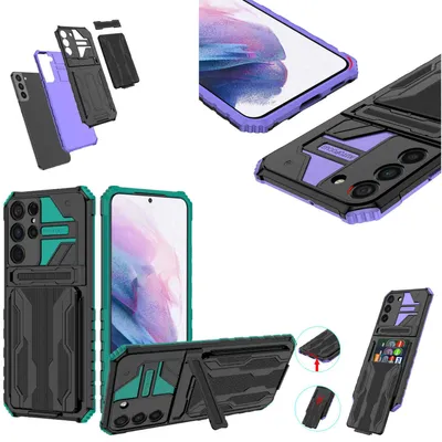 Produktbild von Für Samsung Galaxy S23 Ultra Armor Hülle + Kartenfach Schutz Tasche Hülle Cover