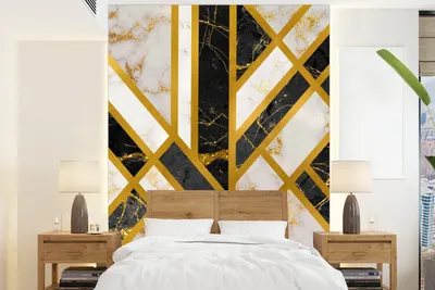 Produktbild von MuchoWow® Fototapete für Wohnzimmer oder Schlafzimmer Wandtapete Vinyl Motivtapete Marmor - Gold - Design - 165x220 cm - Wanddekorationen
