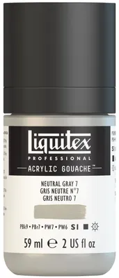 Produktbild von Liquitex 2059600 Professional Acryl Gouache - tralgrau Nr. 7, 59ml Flasche, matt - Acrylfarbe mit Gouache Eigenschaften, Hochdeckend, Wasserfest & Lichtecht – Acrylic Gouach - 59ml