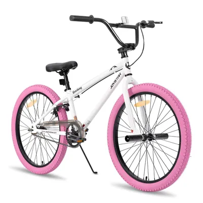 Produktbild von JOYSTAR Kinderfahrrad 24 Zoll BMX Fahrrad für Jungen Mädchen im Alter von 7-12 Jahren,Freestyle, 2 pegs, Kettenschutz, Singlespeed,Weiß