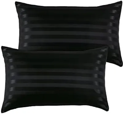 Productafbeelding van PromoHome® Set van 2 satijnen kussenslopen – 50 x 75 cm, zwart, microvezel