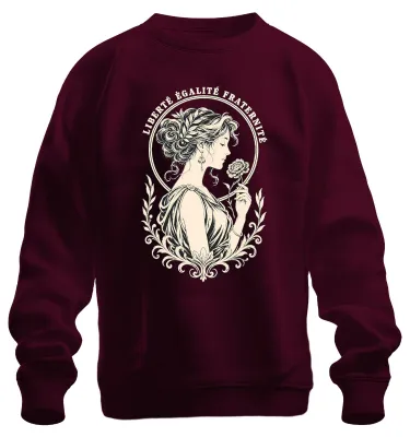 Produktbild von Liberté Égalité Fraternité Marianne Frankreich Sarkasmus Sweatshirt Pullover, Burgundy, L