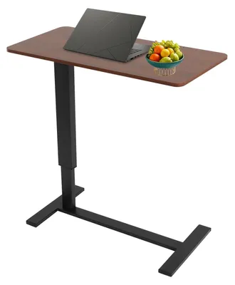 Obrázok produktu pre Nočný stolík s nastaviteľnou výškou – odkladací stolík 40 × 80 cm – skladací – na kolieskach – z drevotriesky a kovu – farba orech/čierna