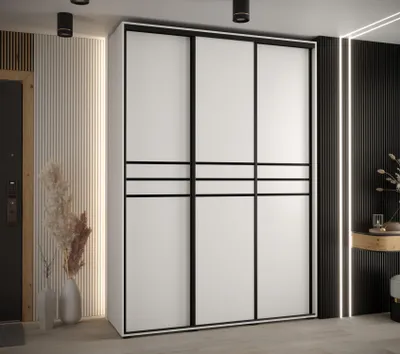 Obrázok produktu pre Šatníková skriňa YVONA 10 - 170/45 cm, biela / čierna