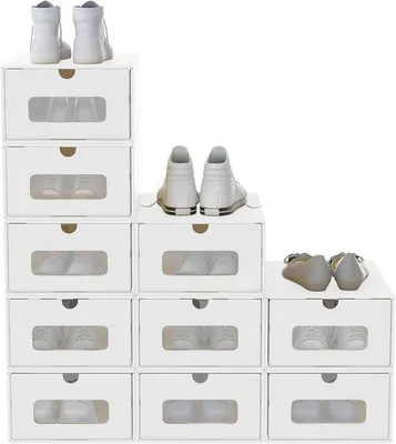 Produktbild von Famanu Schuhboxen stapelbar mit Sichtfenster - Aufbewahrungsboxen für Schuhsammlung