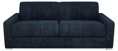 Produktbild von Schlafsofa für 4 Personen mit Express-Bettfunktion aus blauem Stoff - Liegefläche mit breiten Latten 160 cm - Matratze 22 cm mit Memory-Schaum CALITO