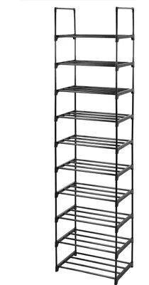 Zdjęcie produktu dla Szafka na obuwie slim regał stojak metalowy czarny metalowa rama wytrzymała praktyczna