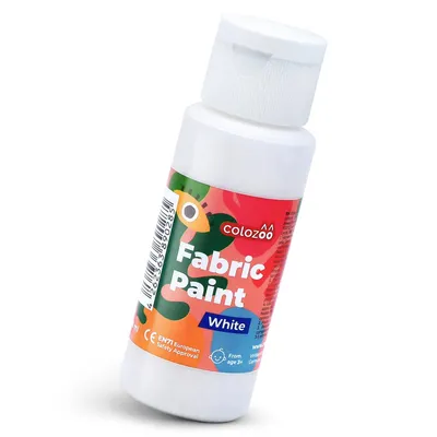 Produktbild von Colozoo Textilfarbe Weiß 60ml – Hochdeckende Stoffmalfarbe waschmaschinenfest für helle und dunkle Stoffe