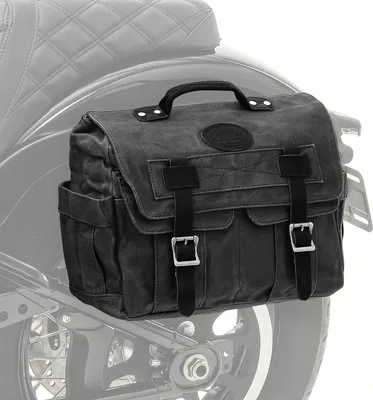 Image de Sacoche de selle moto Canvas avec poche intérieure CV1 poche latérale noire