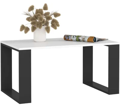Produktbild von Couchtisch Holz NOX mit einem Regal, 92x45x53cm, Weiß-Schwarz