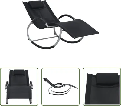 Produktbild von The Living Store Sonnenliege mit Kissen Schwarz Textilene