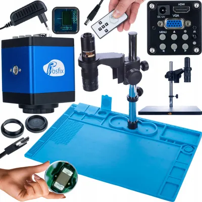 Immagine prodotto di Rosfix Microscopio Digitale Earth Pro MCEP-0.5X + Fotocamera Draco Blue PRO KMDBP-HDMI-VGA 2 MP + Tappetino in Silicone (Base in Ferro) 480 x 320 mm