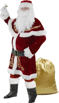 Produktbild von Weihnachtsmann Kostüm für Männer 12 Stk Set Weihnachtsfeier Cosplay für Erwachsene Roter Deluxe Samt Weihnachtsmann-Anzug XL