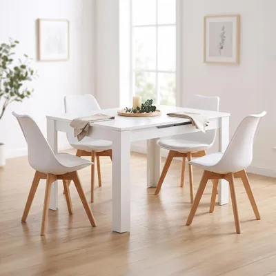 Produktbild von Homestyle4u Esstisch 80x125 bis 80x165 ausziehbar Weiß Esszimmertisch Holztisch