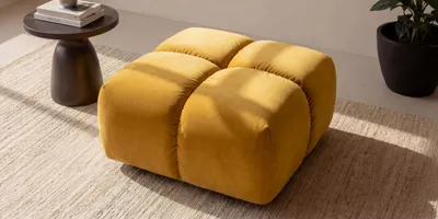 Image de Tabouret pouf, tissu velours Bluvel, doré, Averro